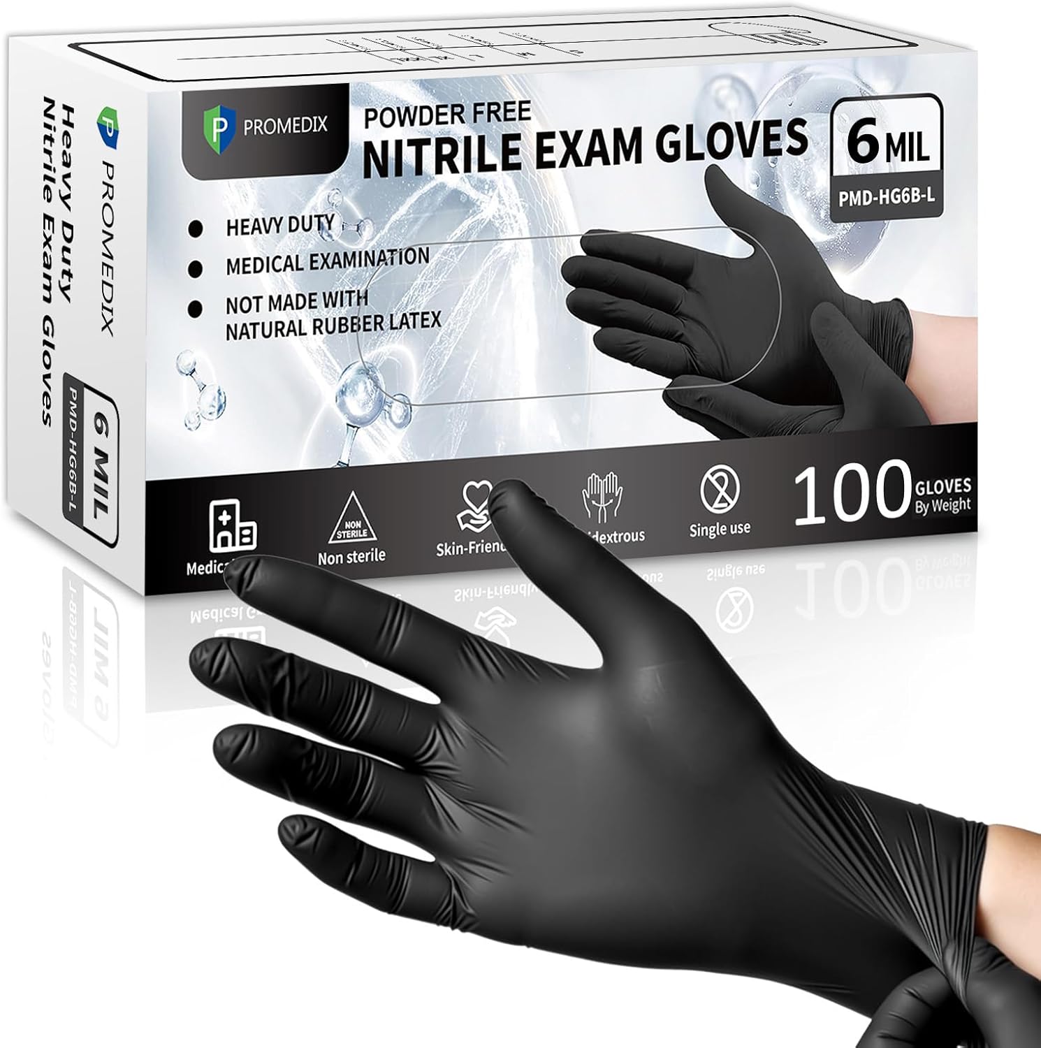 Rubber Glove Cleaning - Black Disposable Nitrile Gloves, 6Mil 100