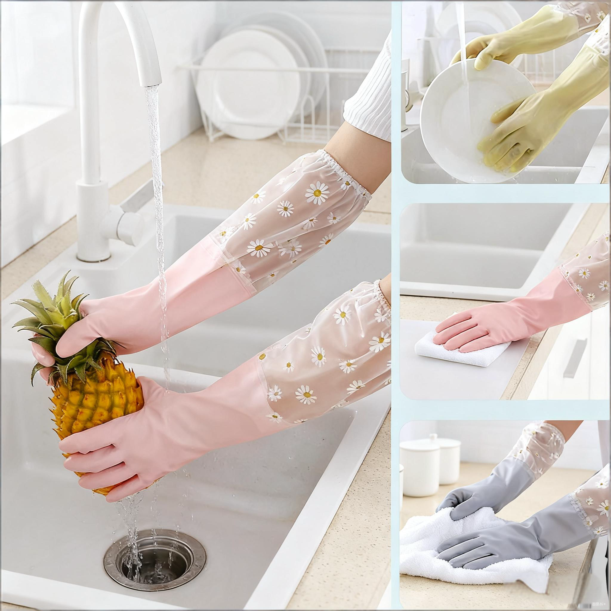 1 Pair Rubber Gloves Long Slee - Dish Glove Rubber review and price