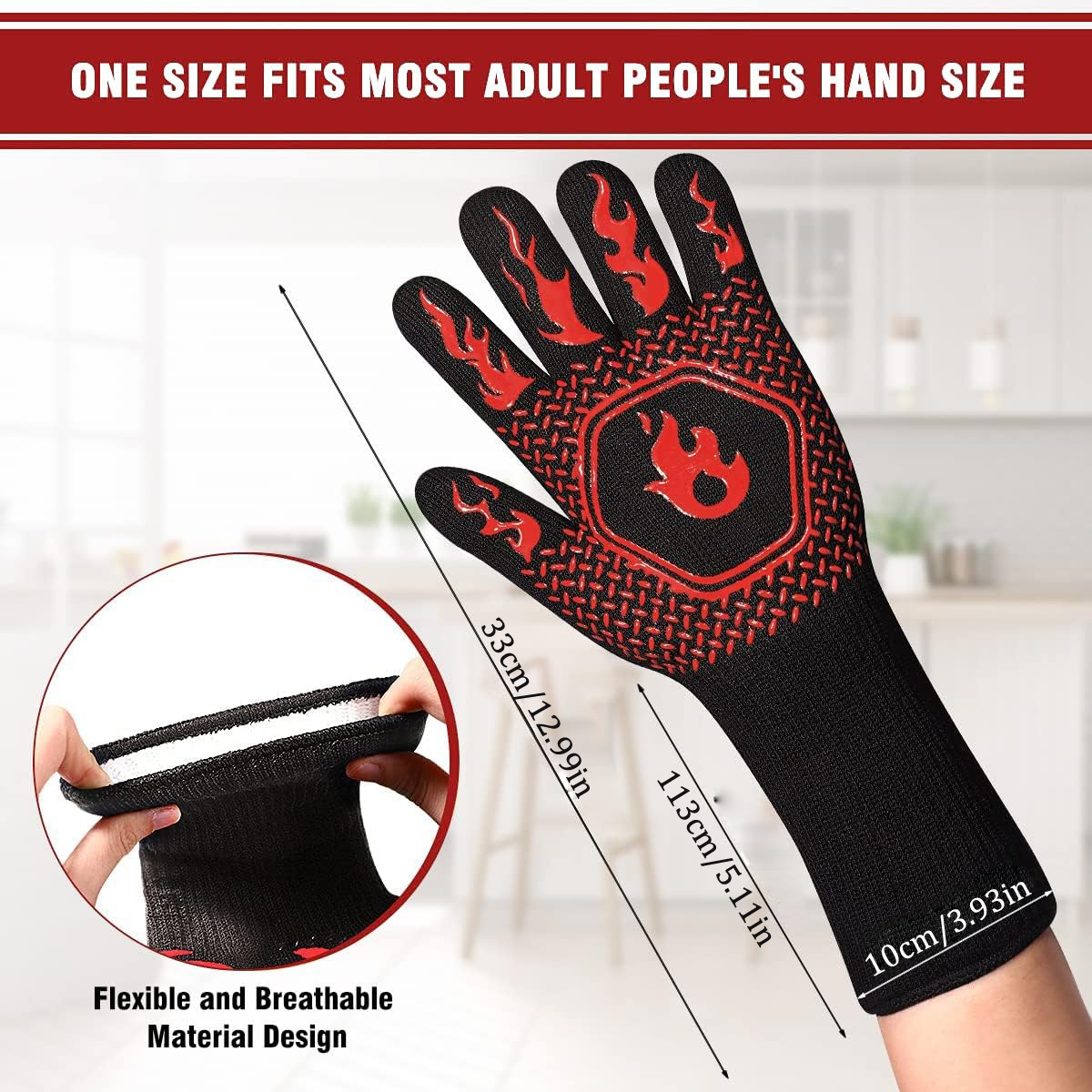 BBQ Grill Gloves High Temp Res - Oven Mitt Silicone review and price