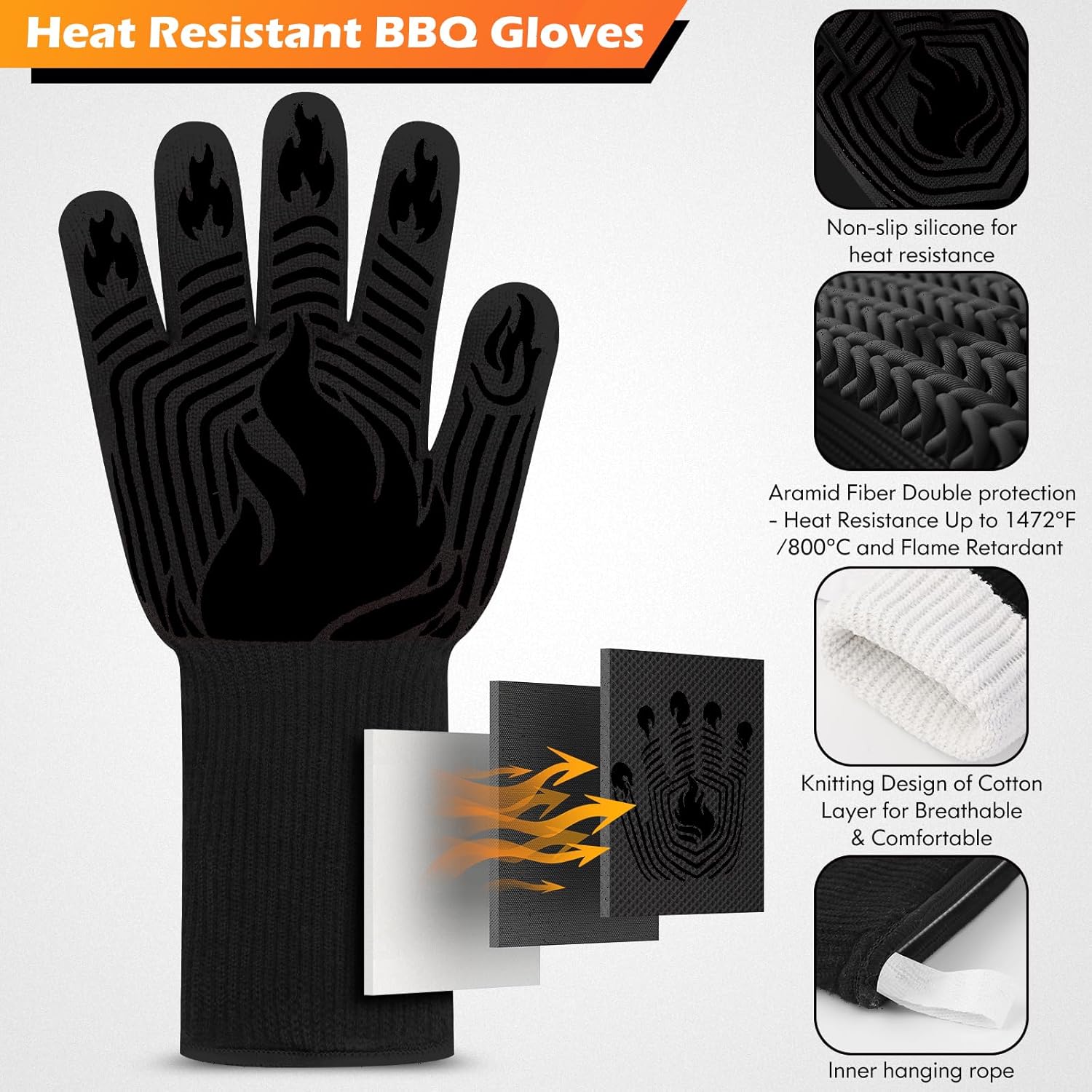 1472°F Heat Resistant BBQ Glov - Oven Mitt Silicone review and price