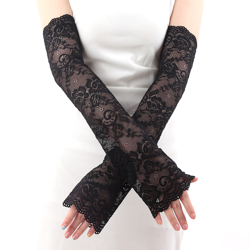 Women Long Lace Gloves Fishnet - Fingerless Glove Knit review and price