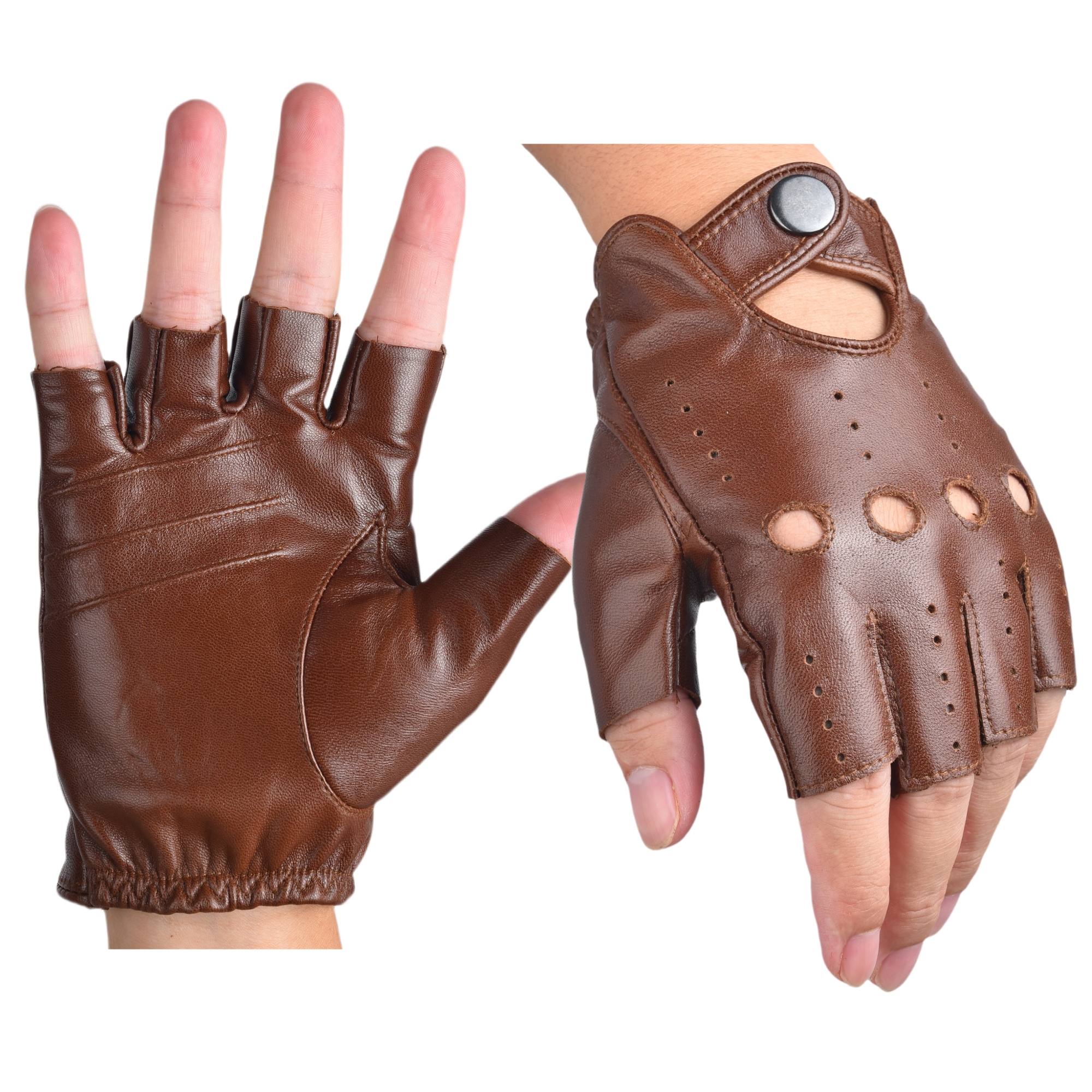 Mens Fingerless Half Finger Le - Leather Driving Glove review and price