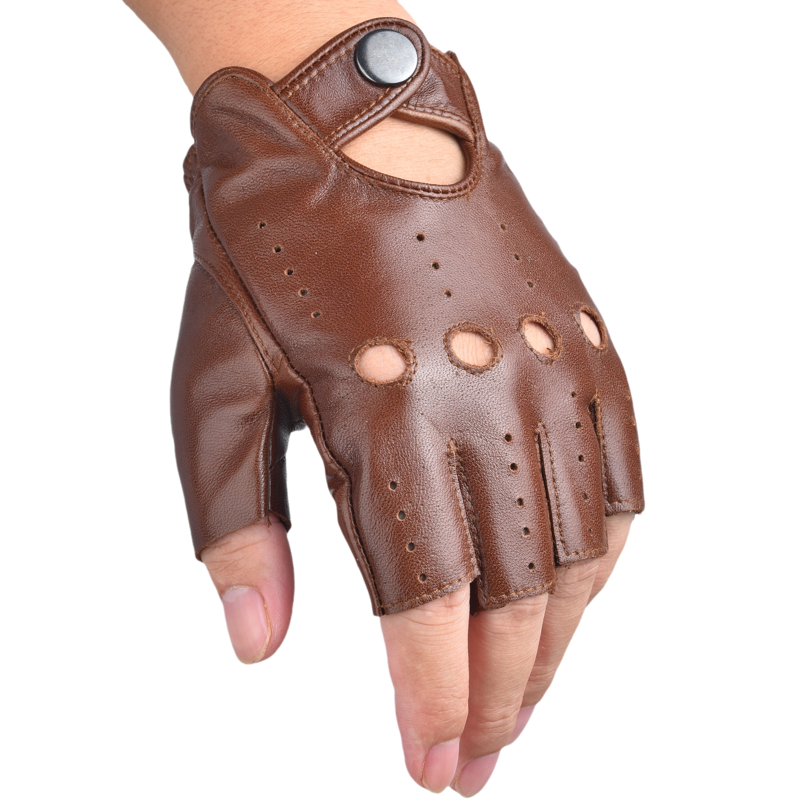 Mens Fingerless Half Finger Le - Leather Driving Glove review and price