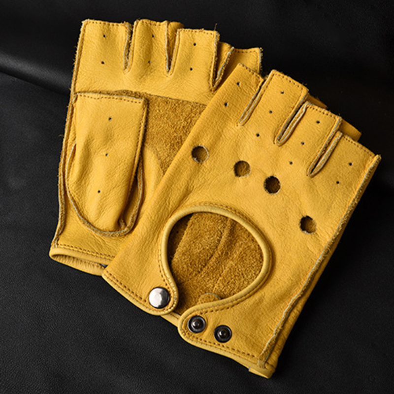 Leather Gloves Men's Half Fing - Leather Driving Glove review and price