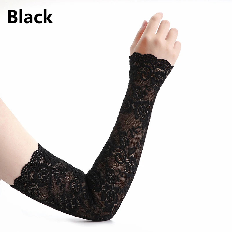 1 Pair  Sunscreen Lace Arm Sle - Fingerless Glove Knit review and price