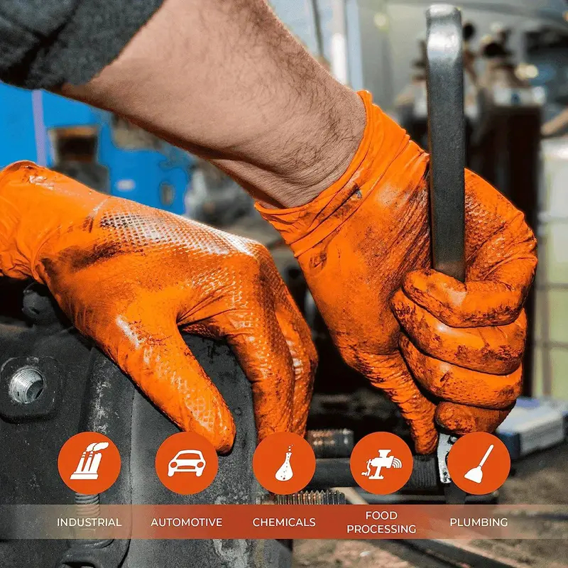 8Mil Heavy Duty Orange Nitrile - Nitrile Mechanic Glove review and price