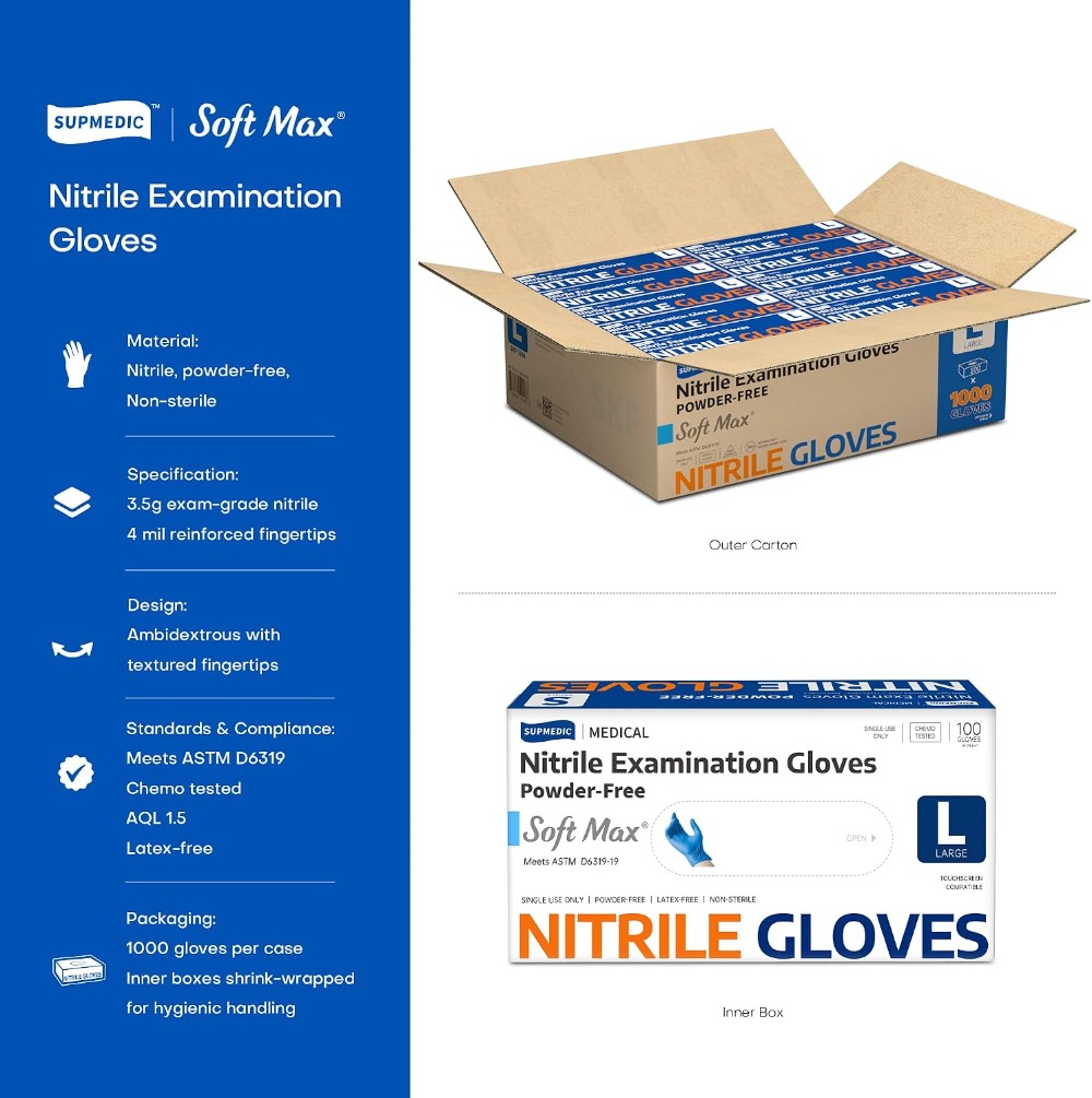 Nitrile Exam Gloves, 1000 Pcs, - Exam Glove Nitrile review and price