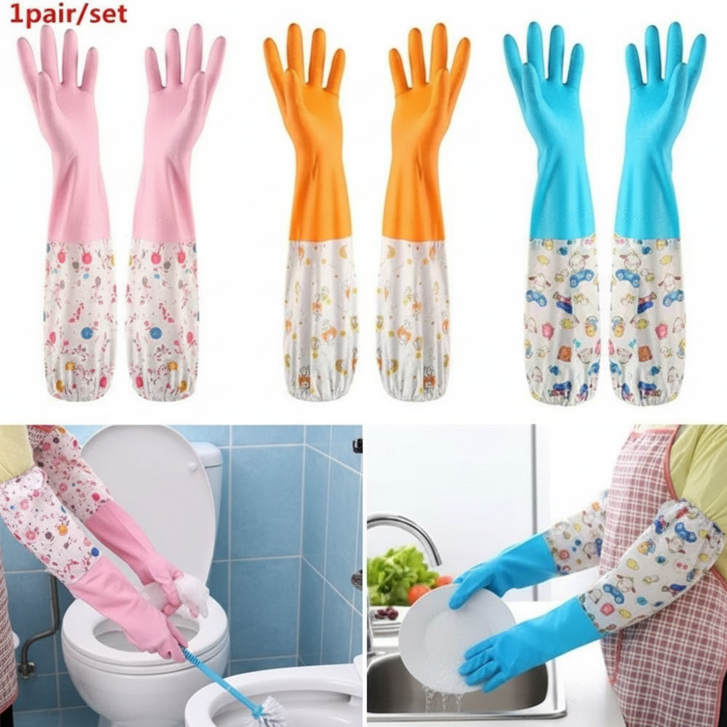 Cartoon Print Long Rubber Glov - Dish Glove Rubber review and price