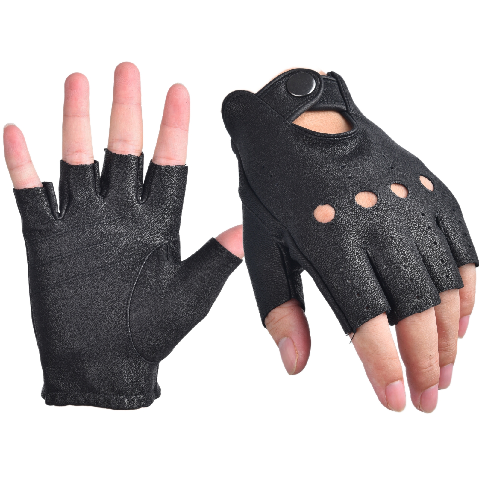 Mens Fingerless Gloves Half Fi - Leather Driving Glove review and price